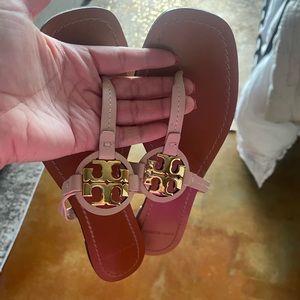 Women’s Tory Burch Mini Leather Millers Sandals 🩴 Ballet Pink 🩷 Size 8